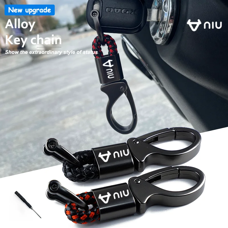 

For NIU N1 N1S M1 U1 M+ NG US U+ UQI U+B Accessories Custom LOGO Motorcycle Braided Rope Keyring Metal Keychain