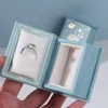 1pc Pu Leather Book-Shaped Ring Box With Suede Fabric Lining Creative European Flip Lid Magnetic Ins Ring Box Jewelry Gift Box 2