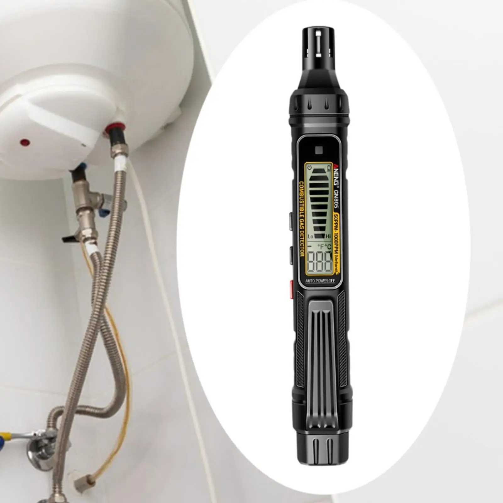 Gas Leak Detector Compact Digital Display Auto Off Gas Tester for RV Home