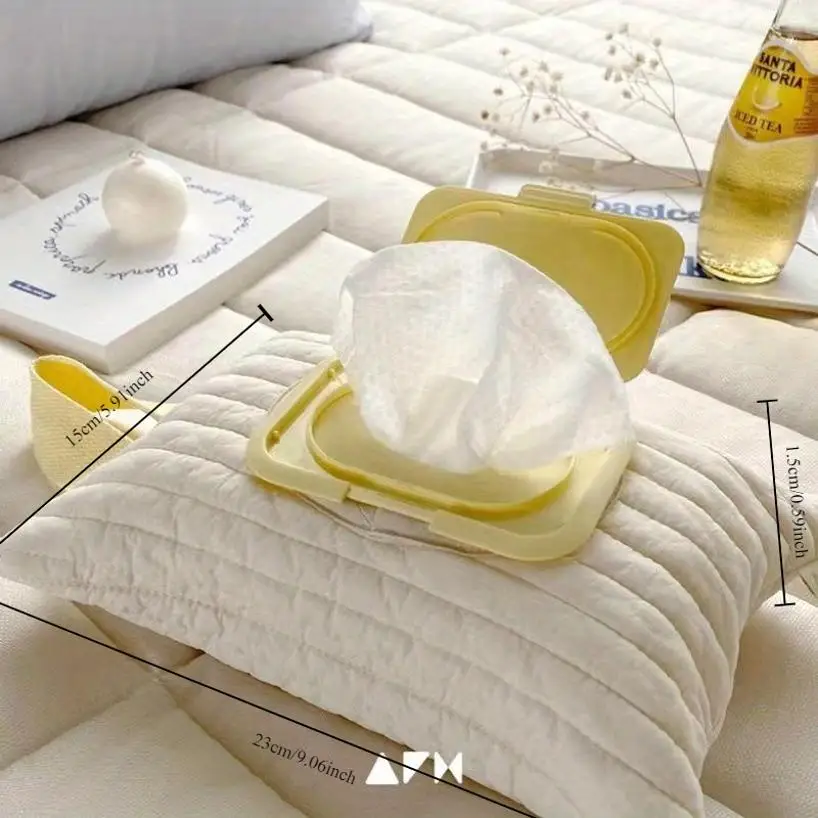 1 Pcs Embroidered Tissue Cover Removable Tissue Bag Paper Holder Storage Cotton Tissue Box Wet Tissue Storage Bag Convenient