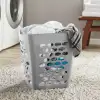 (3 pack)  Flexible Plastic Square Laundry Hamper, Soft Silver 6