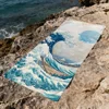 Beige Cartoon W-wave-e art Towel Large Quick-Drying Microfiber soft Beach Towel for Travel Fitness Sauna Bathing Camping 5