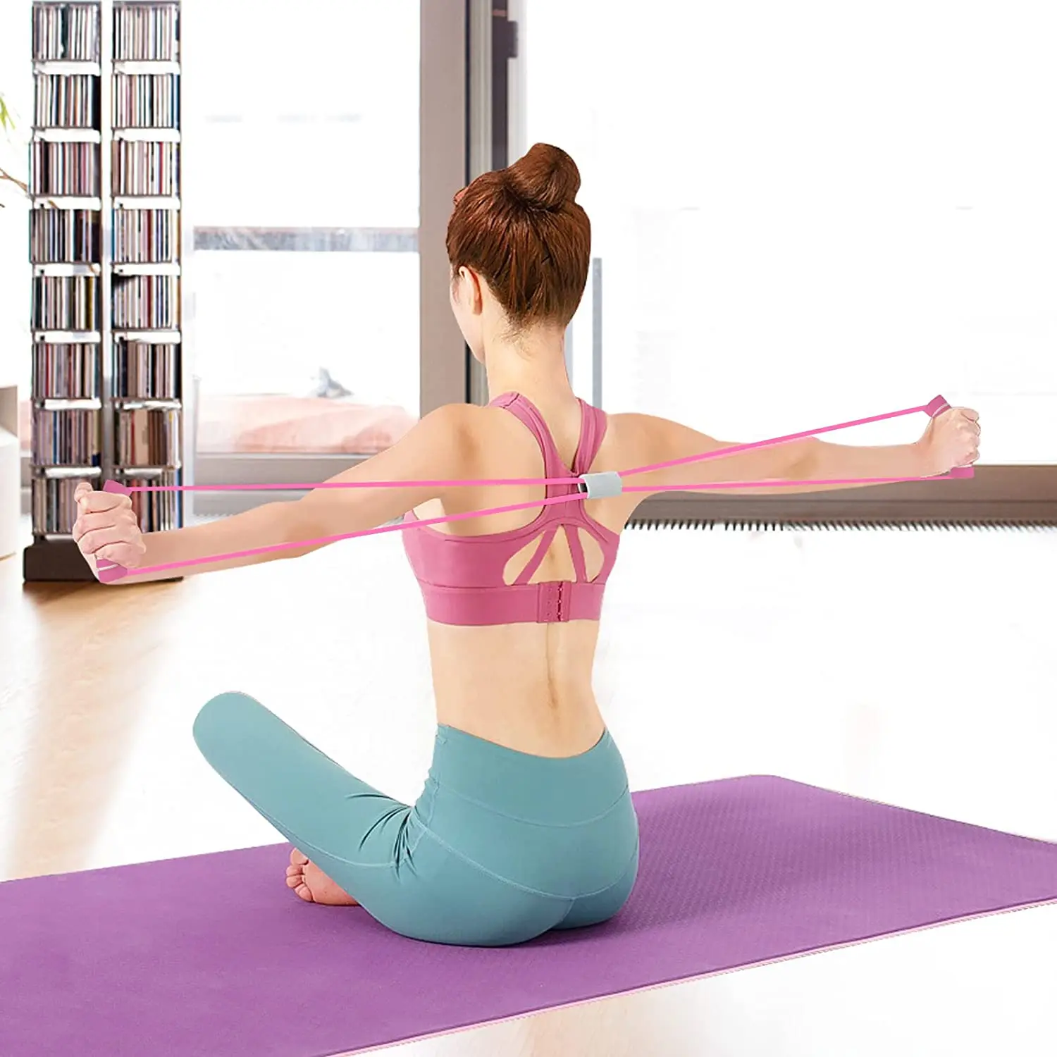 Figure 8 Resistance Bands,Yoga Resistance Band Stretch Fitness Band with  Handles,Pull Rope,Chest Arm and Shoulder Stretch Bands