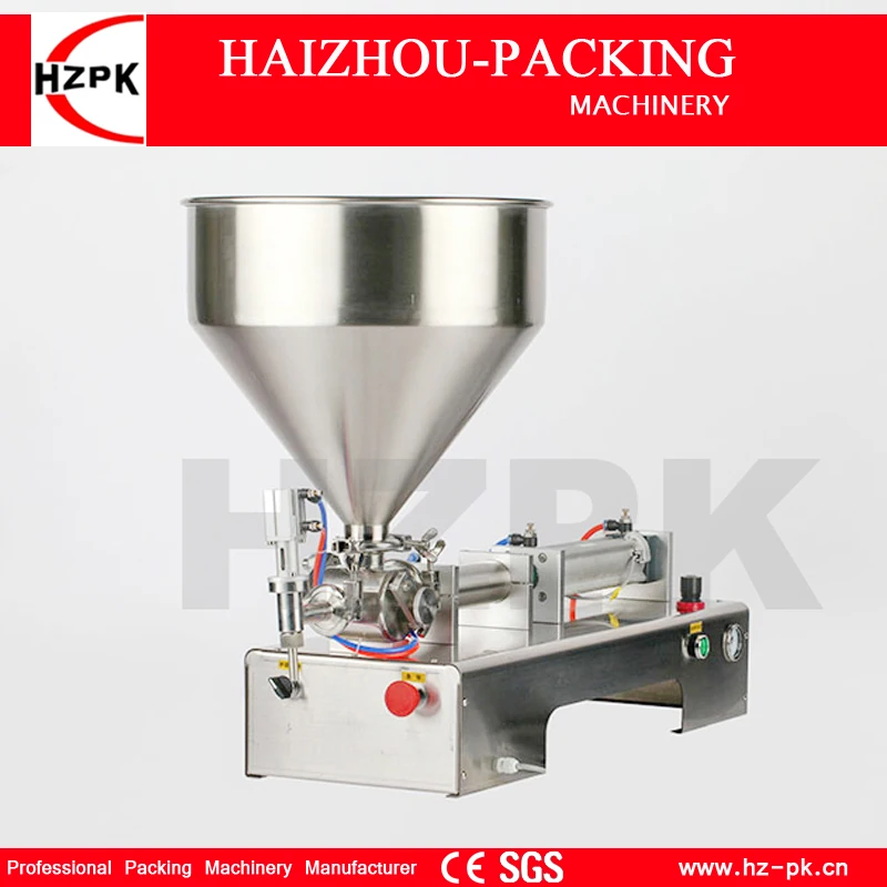 HZPK Food Grade 304 Stainless Steel Horizontal Single Nozzle Paste Filling Machine For Thick Cream Sauce Big Volume 1000-5000ml