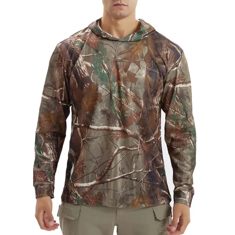 Tactical T-Shirts UPF Sun Protection Mens Long Sleeve Hoodie Casual Quick Dry T Shirts Hiking Cycling Sports Run Pullover Tops 2