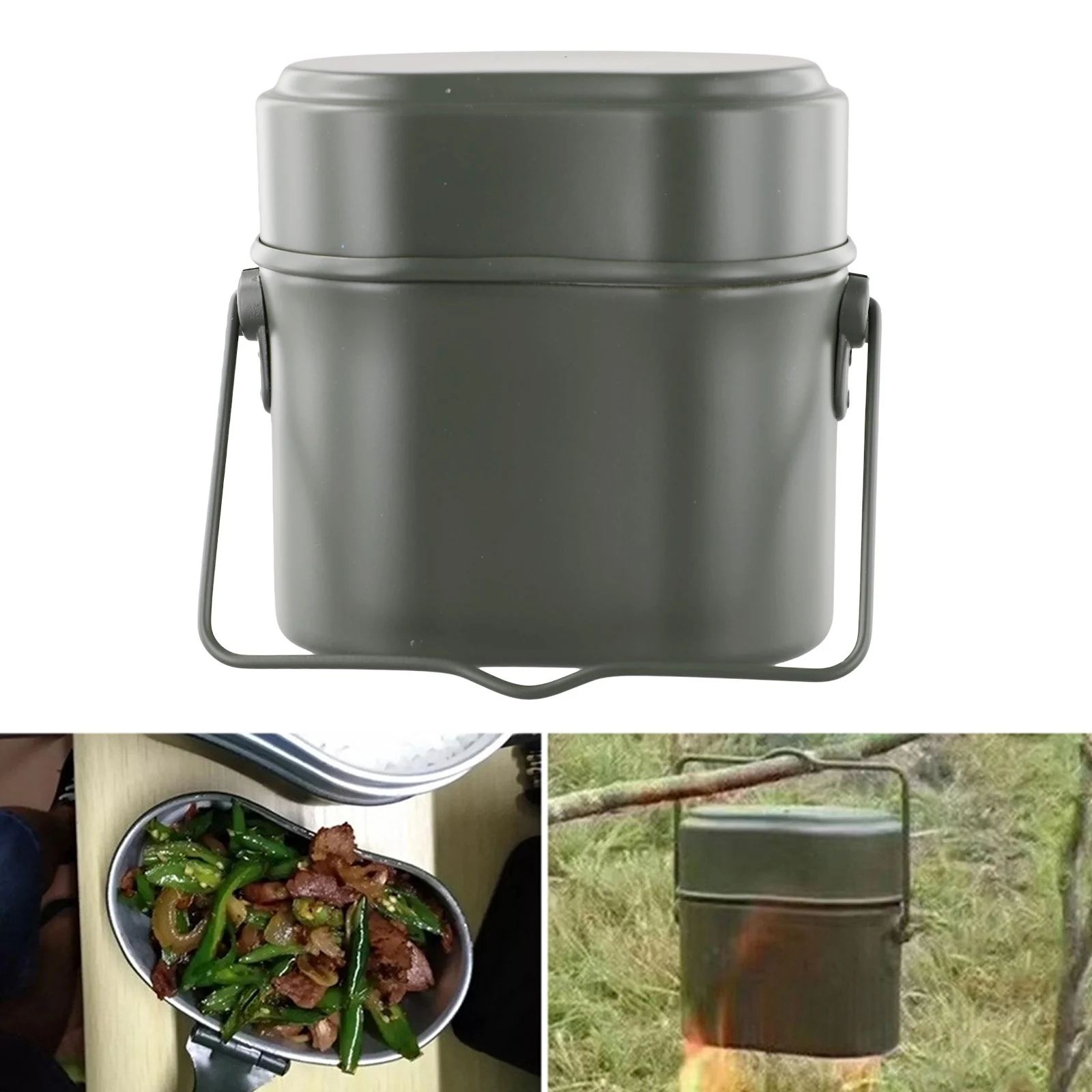 

Portable Camping Mess Kits Hiking Cookware Army Mess Kit Cook Mess Kits Aluminum 19*12*19.5cm Convenient To Carry