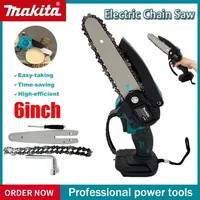 Scie à chaîne sans fil Makita de 6 pouces, scie à chaîne portative pour l'abattage du bois, outil électrique pour l'élagage du jardin, outil électrique pour batterie 18V 2