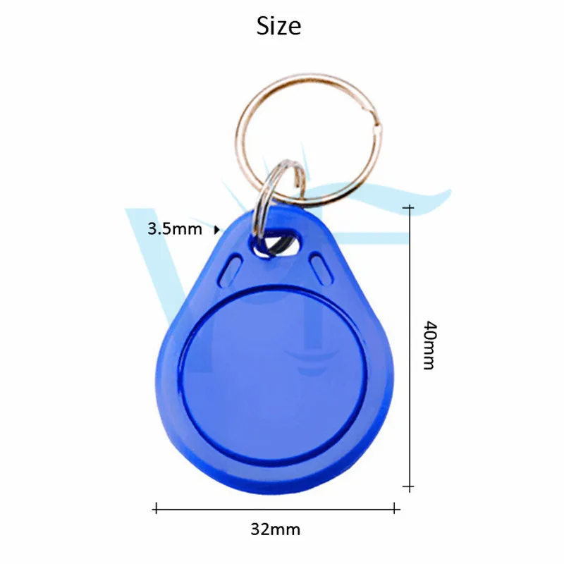 100PCS/Lot IC Cards 13.56MHZ Key Tag Blue Keyfob M1 Entrance Guard Smart Badge Access Control Door Opener Unlock Not ID For 200C