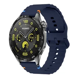 Enhanced Liquid Silicone Wave Watch Strap - Ultra Light Matte Finish Wristband with Quick Release for OnePlus Watch (Dark Blue)