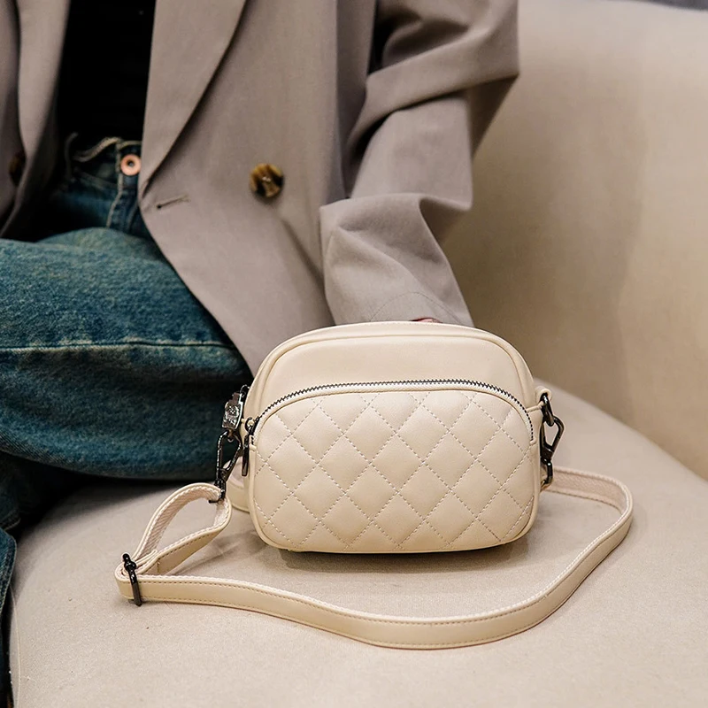 Diamond Lattice Women's Shoulder Bag Leather Female Crossbody Bags Luxury Handbags Organizer and Purses Shopping Cell Phone Bag