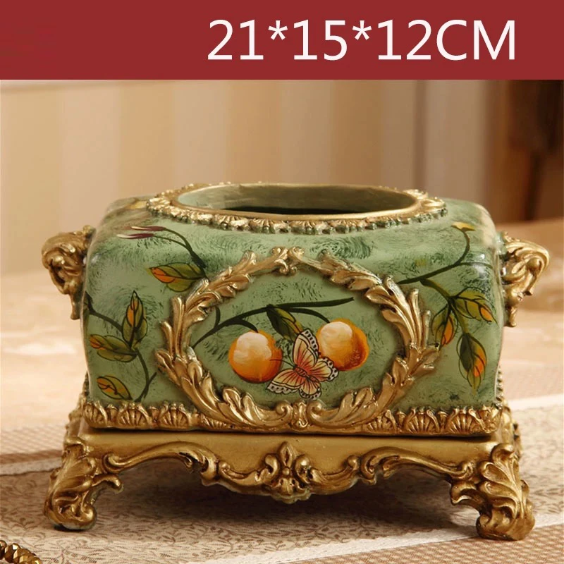 Creative Resin Tissue Box European Light Luxury Home Living Room Bedroom Dining Table Cute Fashionable Paper Storage Box 1Pc