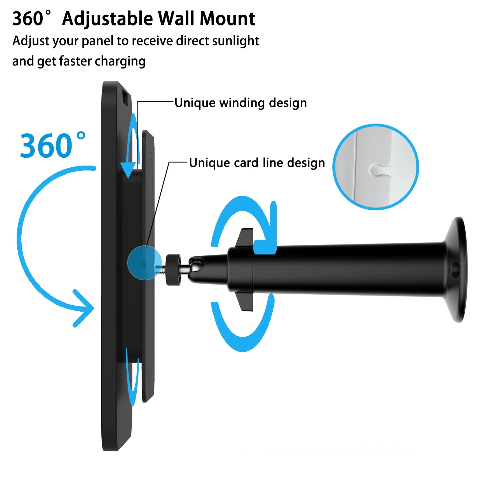 Nieuwe 4W Zonnepaneel Opladen Voor Arlo Ultra/Ultra 2/Pro 3/Pro 4/Go 2/Pro 5S Kabel Mount (Zwart)