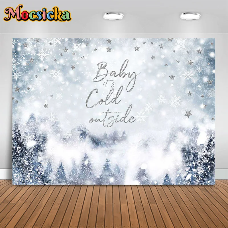 

Mocsicka Photography Background Winter Snow Forest Snowflake Backdrop New Year's Eve Birthday Party Kids Portrait Banner Studio