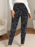 CUHAKCI Plus Size Super Elastic Fashion Tight Pants Black Bottom Flower Vine Comfortable Fashion Women's Tight Sports Pants - Image 4
