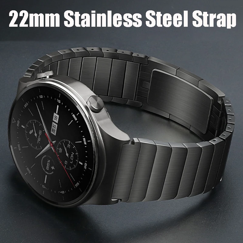 Luxury 22mm Stainless Steel Watch Band - Elegant Metal Bracelet Strap