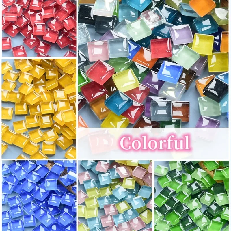 450pcs Square Crystal Glass Colorful Mosaic Stones DIY Handmade Children's Creative Decoration Accessories Home Decoration