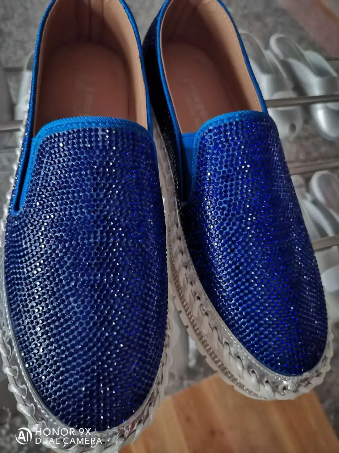 Women's Fashion Shoes Spring Flats Rhinestone Bling Sewing Platform Loafers Luxury Shoes Casual Comfortable Female