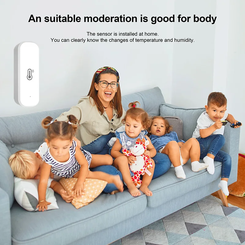 Cozylife Smart Home Temperature and Humidity Sensor WiFi Indoor Thermometer Monitor Works with Google Assistant Alexa Cozylife