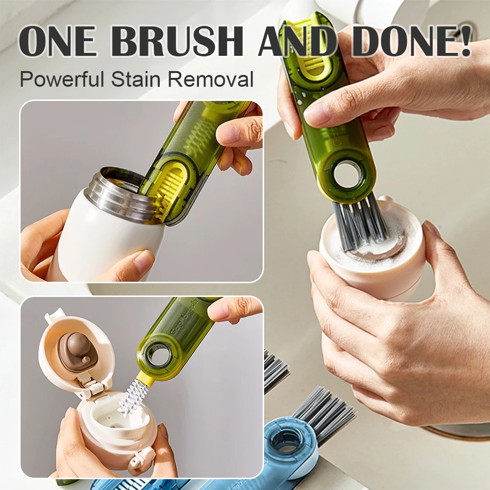 Cup Brush 3-in-1 Multi-Functional U-Shape for Cup Mouth Bottle and Mug Cleaning