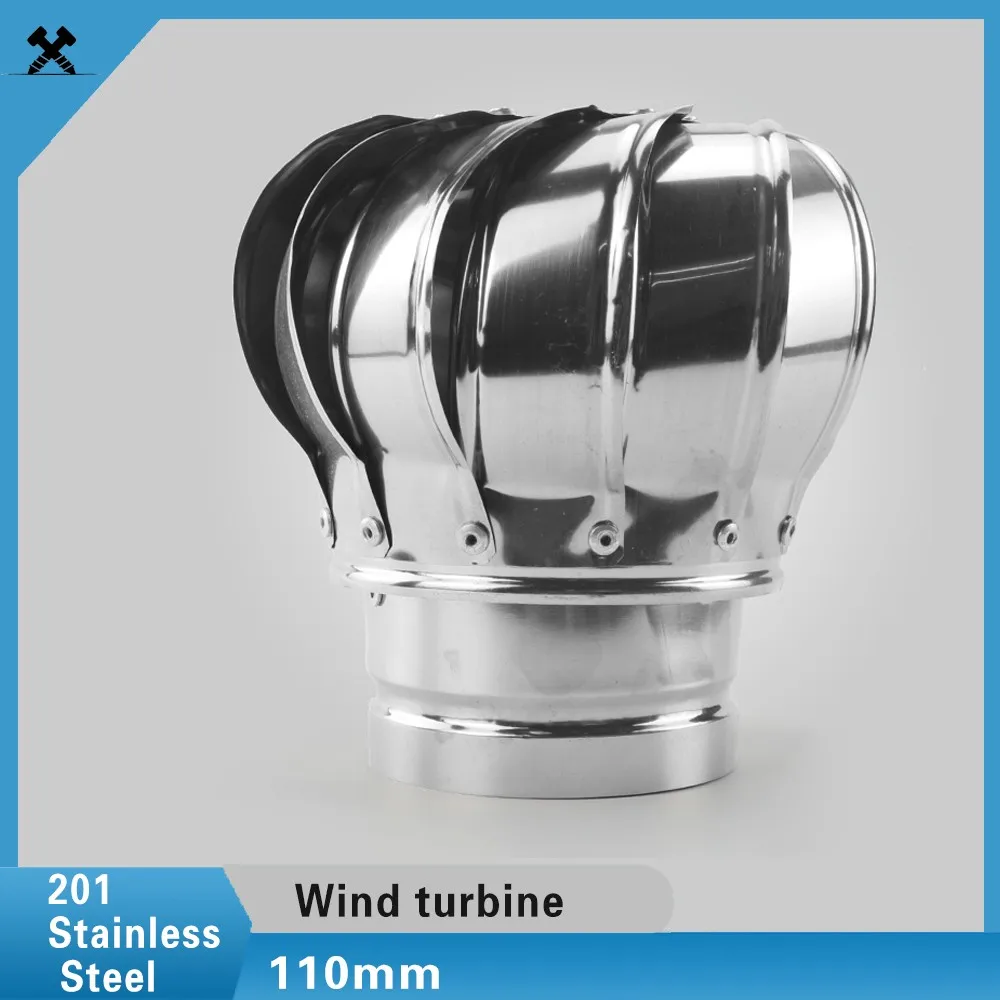 

110mm 201 Stainless Steel Unpowered Roof Ventilator Pipefit Attic Ventilating Fan Wind Turbines