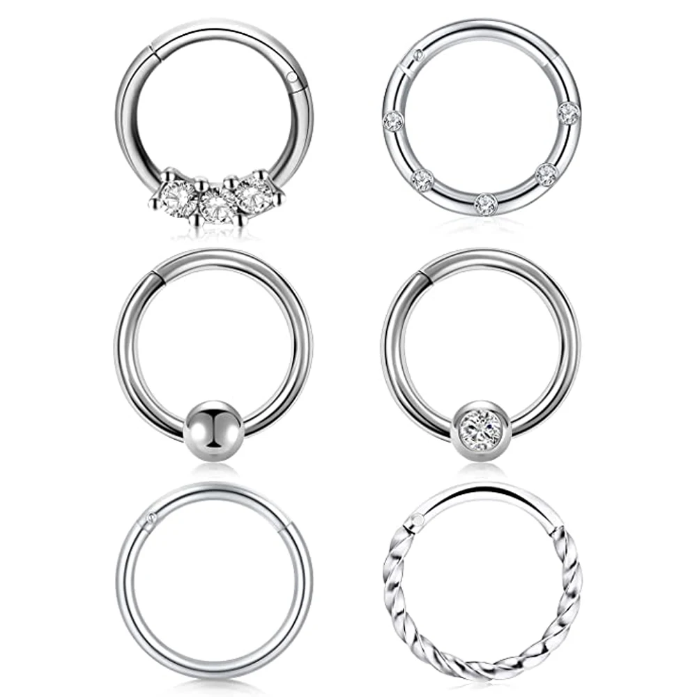 Septum Clicker Nose Rings Hoop Tragus Helix Cartilage Piercings Jewelry