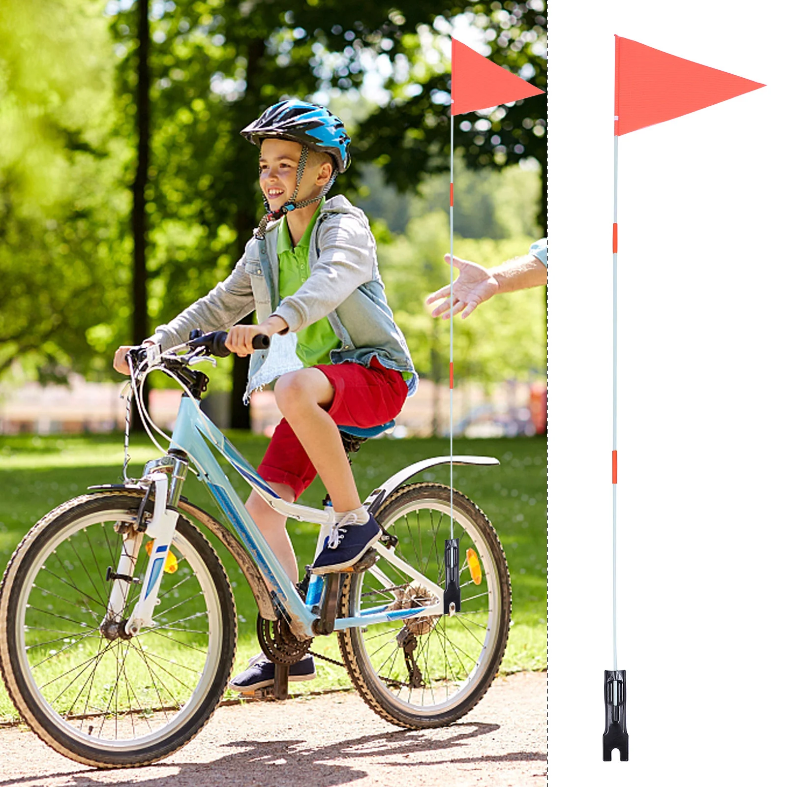 

Bike Safety Flag Trailer Safety Flag with Mounting Bracket Adjustable Height Fiberglass Pole Waterproof Safety Flag