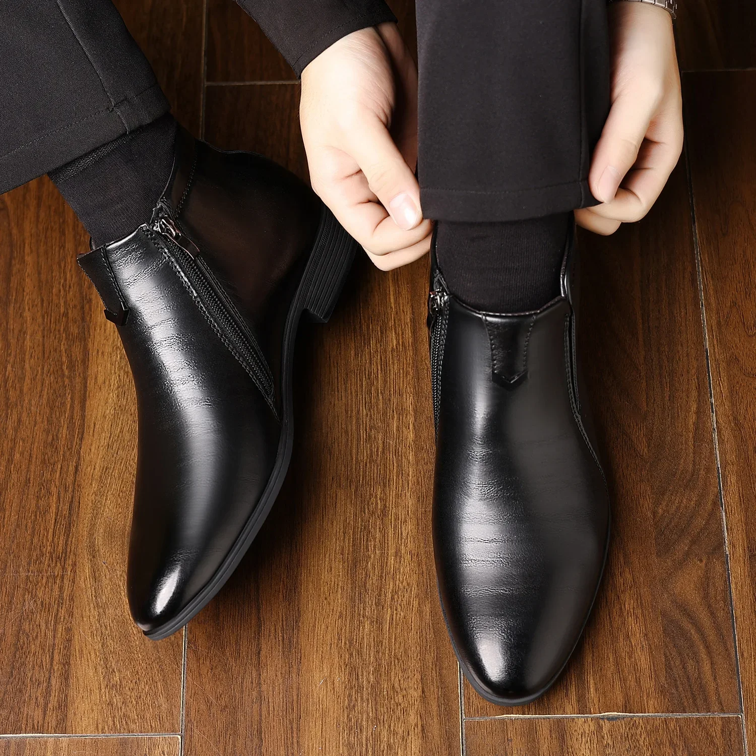 Retro Men Ankle Boots Luxury High-top Men Leather Shoes High Quality  Non-Slip Motorcycle Boots Fashion Zipper Men Boots Big Size - AliExpress 322