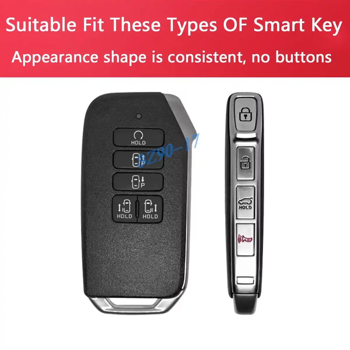 Transparent Black Car Key Case Cover with 9 Buttons