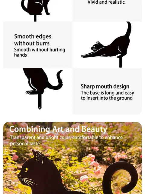 Description Picture 6 of itemCat Ground Stake Ornament Ground Plug Outdoor Garden Balcony Art Decoration Metal Crafts