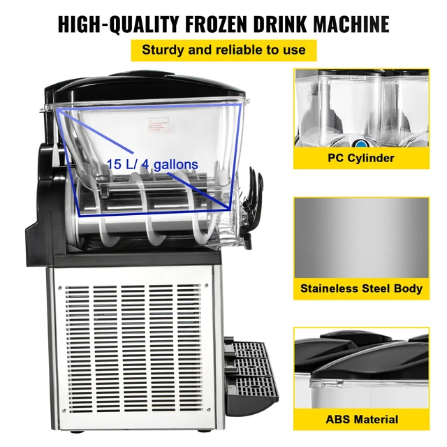 VEVOR Commercial Slushy Machine, 3LX2 Tank Slush Drink Maker, 340W Frozen  Drink Machine with Temperature Preservation, Stainless Steel Home Slush