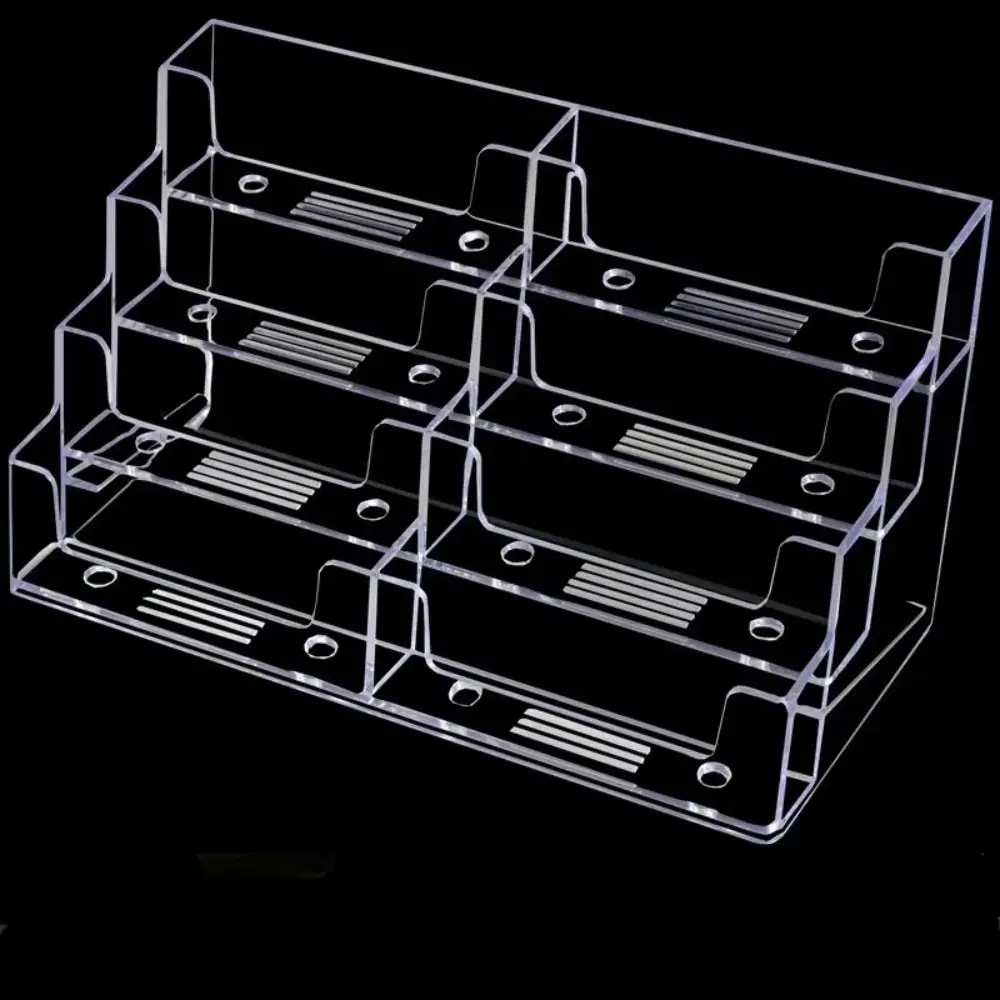 투명 명함 상자 4단 디스플레이 홀더 명함 디스플레이 스탠드 8칸 플라스틱 명함 보관함