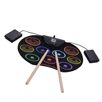 Compact Size Roll-Up Drum Set Electronic Drum Kit 9 Silicon Drum Pads USB/Battery Powered with Drumsticks Foot Pedals 2