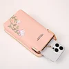 Girl Lychee Patterned Fashionable Wallet,Ladies Embroidered Leather Diagonal Cross Shoulder Small Bag,Women's Mobile Phone Bag 4