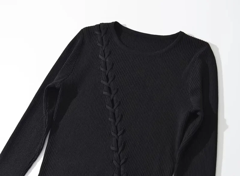 Women Solid Asymmetric Lace Up Detail Knit Crop Jumper
