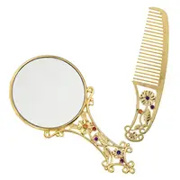 Makeup Mirror Handheld Vintage Comb Handset Metal Retro Vanity Rusticpocket Mirrors Portable Foldable Compactand Mini Mirror 2