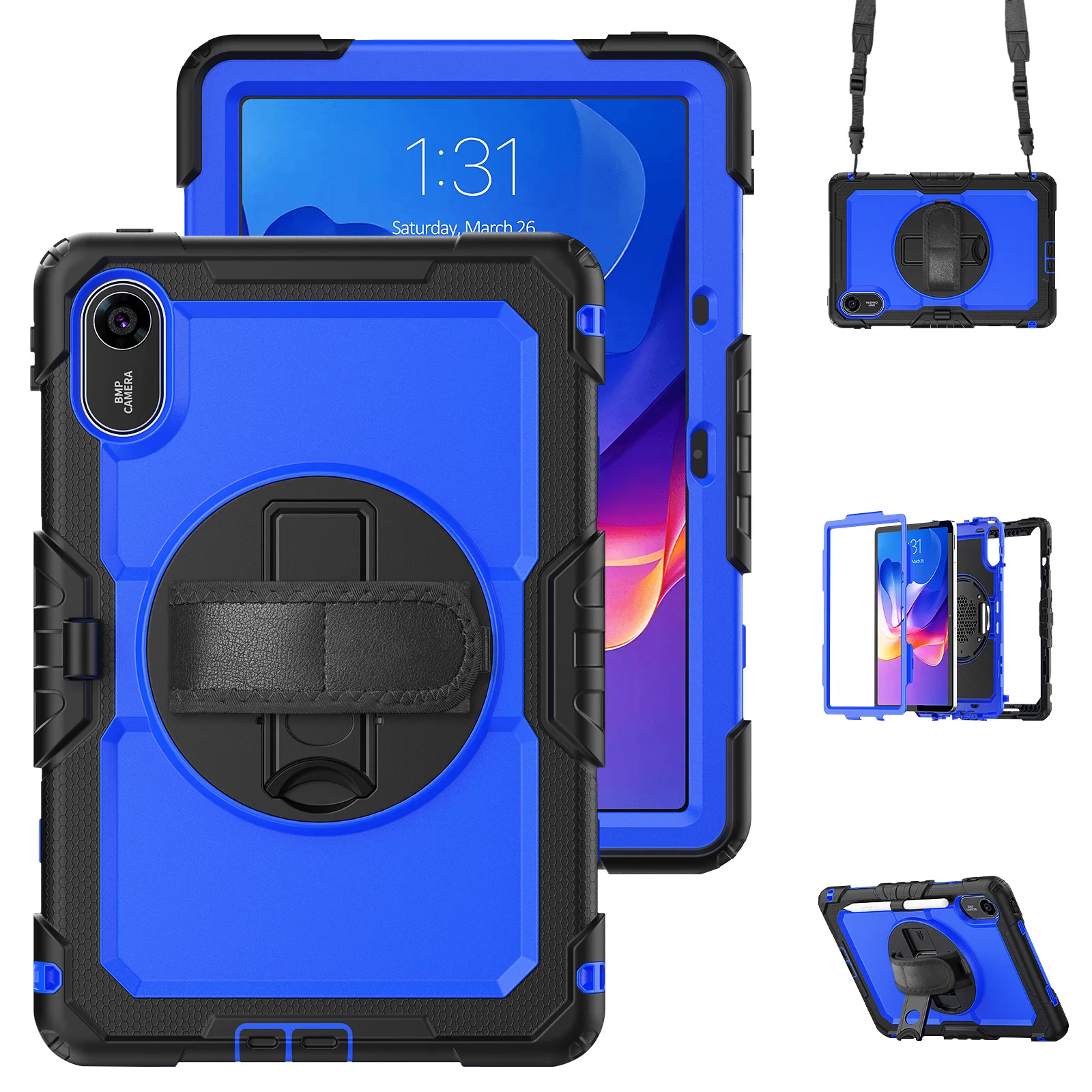Heavy Duty Shockproof Tablet Case with Screen Protectors & Shoulder Strap