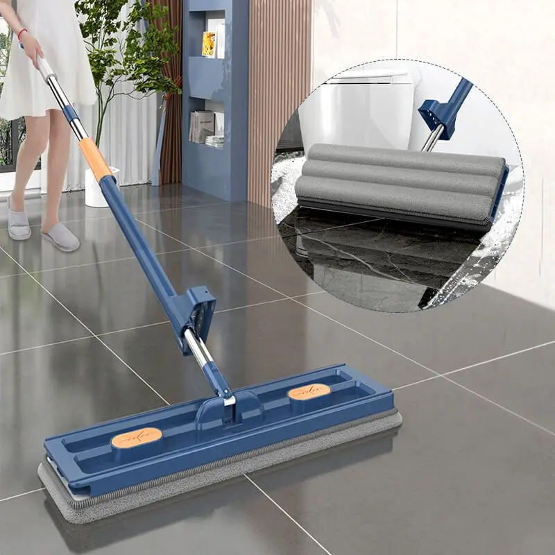 18 inch Professional Microfiber Mop Floor Cleaning System, Flat Mop with Stainless Steel Handle, 4 Reusable Washable Mop Pads, Wet and Dust Mopping