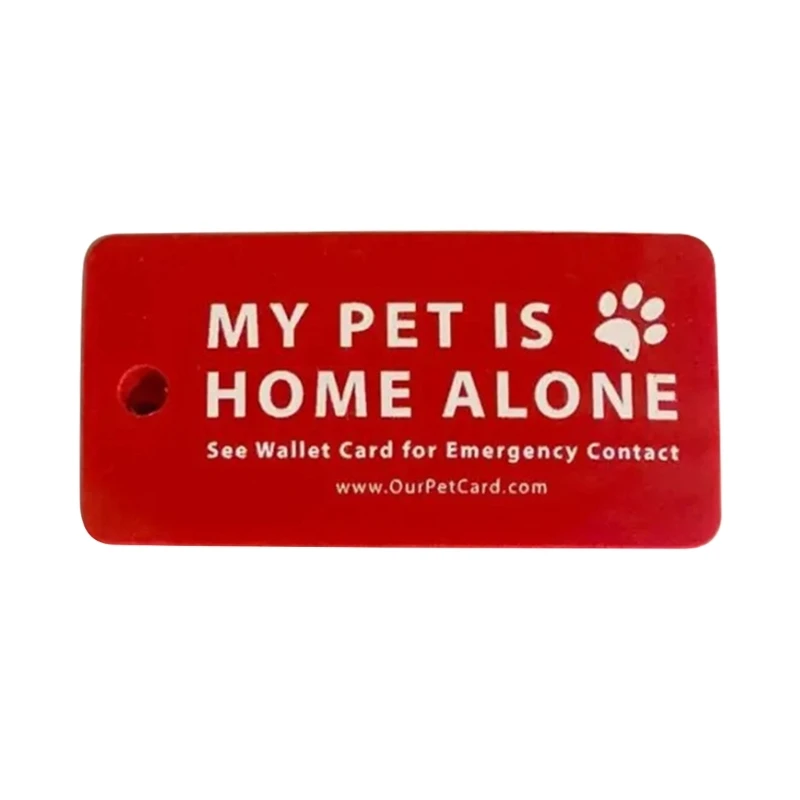 

Writable Pet Emergency Wallet Card Tags Pet are Home Alone Alert Tags Keychain