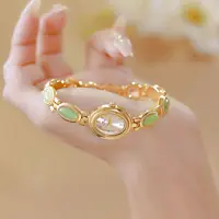 UTHAI Women's Watch Ladies Bracelet Luxury Brand Waterproof Retro Natural Dongling Stone Hotan Jade Advanced Chain Watches Gift - Image 4