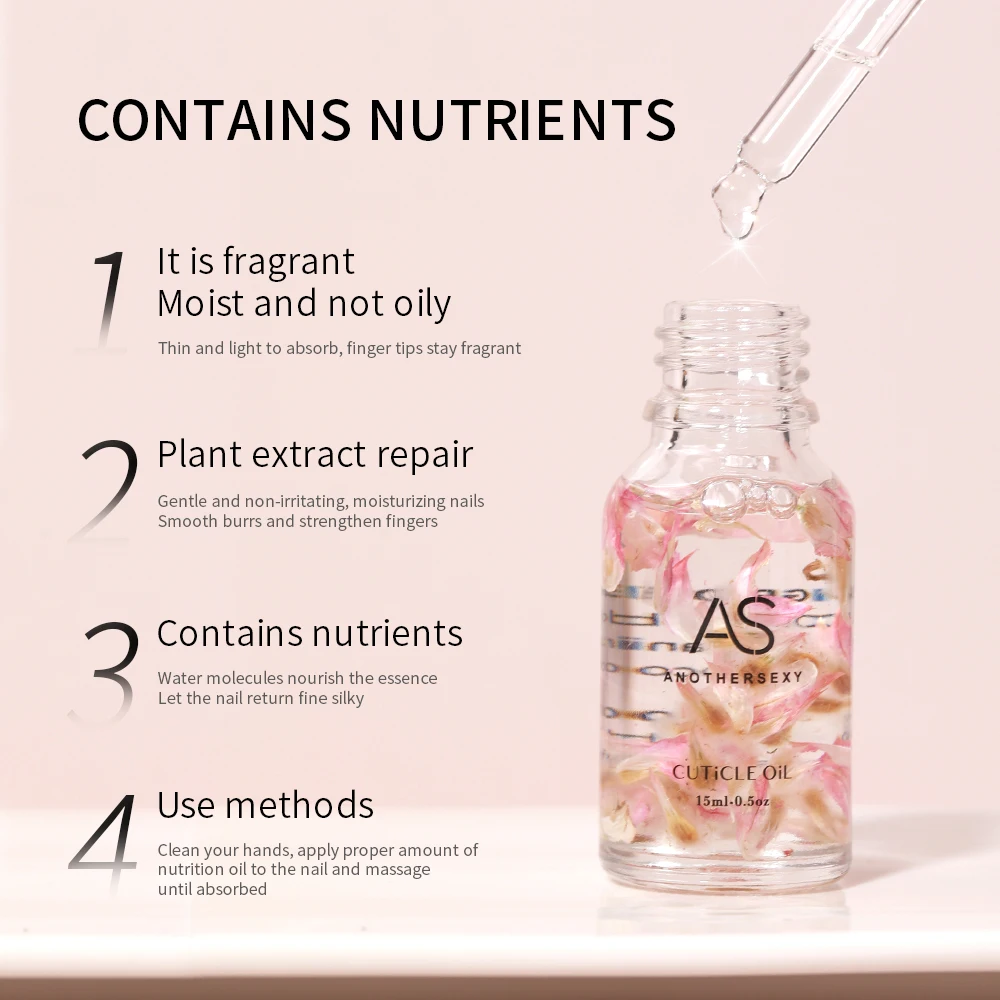 15ML Dried Flower Nail Care Oil Nourish Restore Damaged Nails Vitamin Soften Moisturizes Strength nail care oil