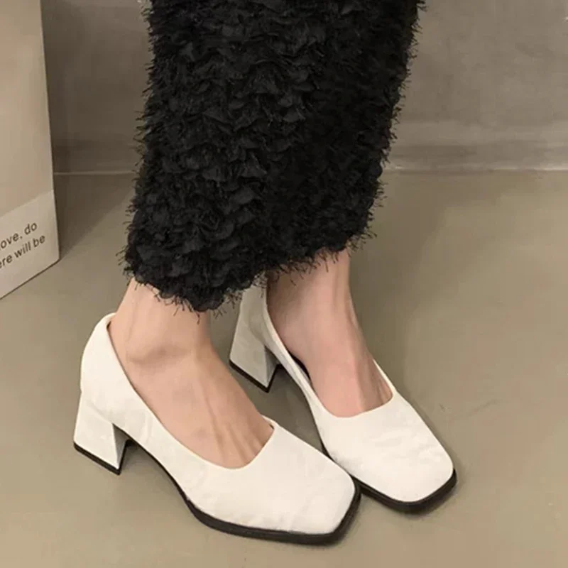 

Женские туфли на высоком каблуке, замшевые туфли-лодочки с квадратным носком, весна 2024