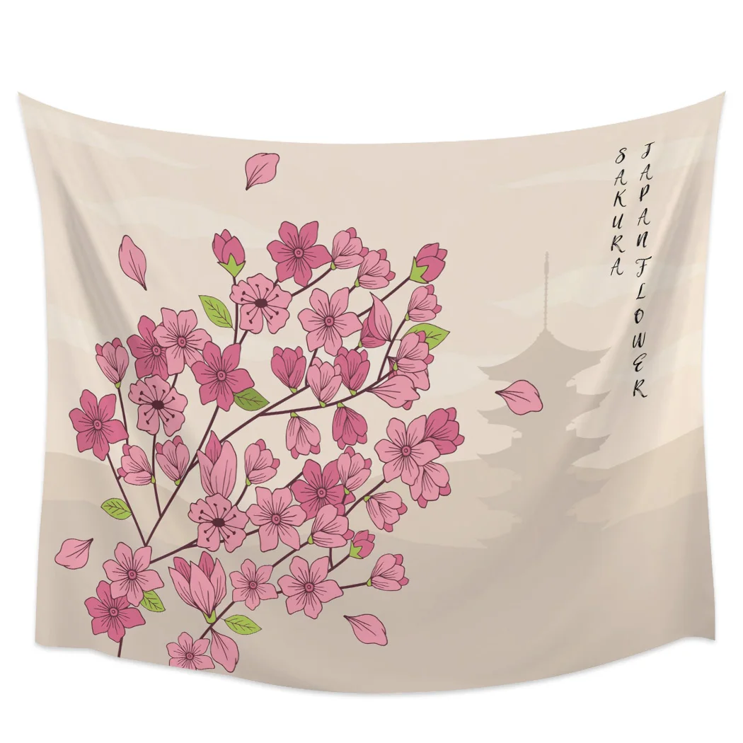 桜の花と蝶のタペストリー,壁掛け,ヒッピー,吊り下げ,室内装飾,寝室,大