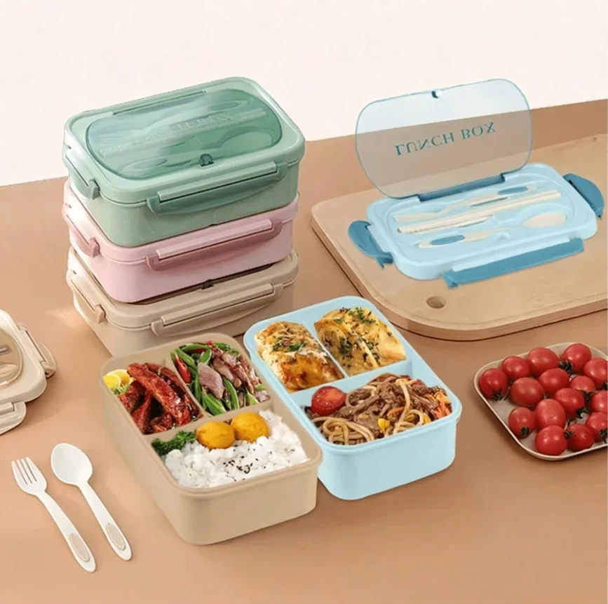 Set Bento Box for Adults, a Food Container for Lunch, Equipped with Tableware, Can Be Placed in a Microwave and Dishwasher - 2