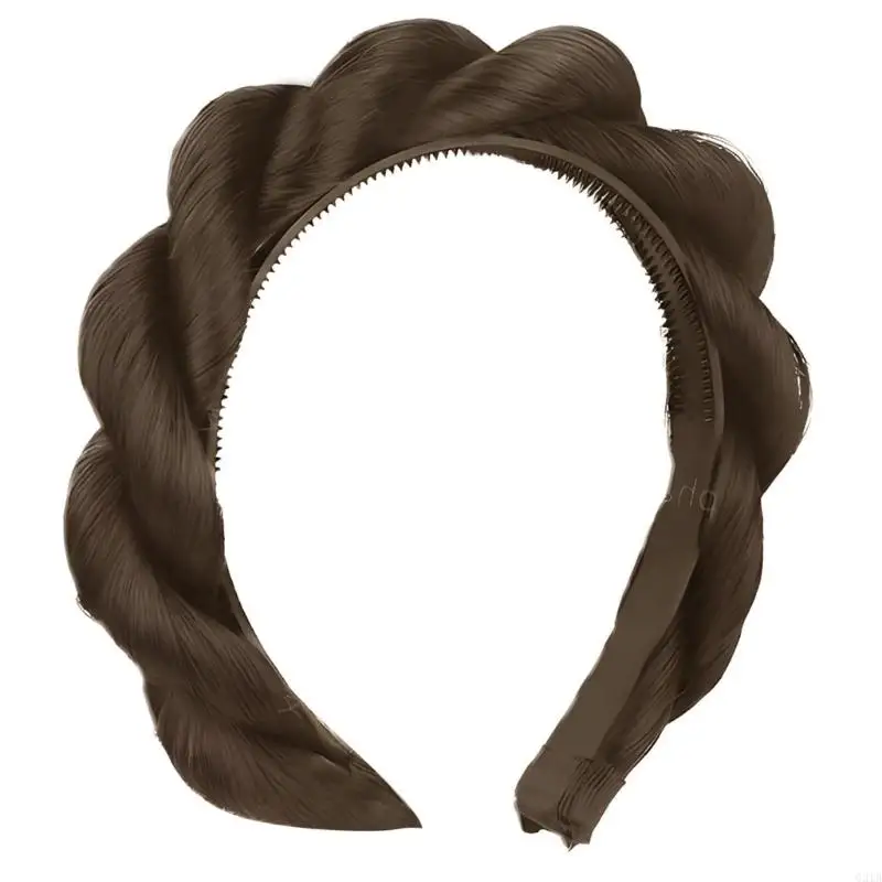 G2TB Girls Braided Hairband Hair Extensions Headband for Cosplay Street Photography Braided Bun Princess Coser