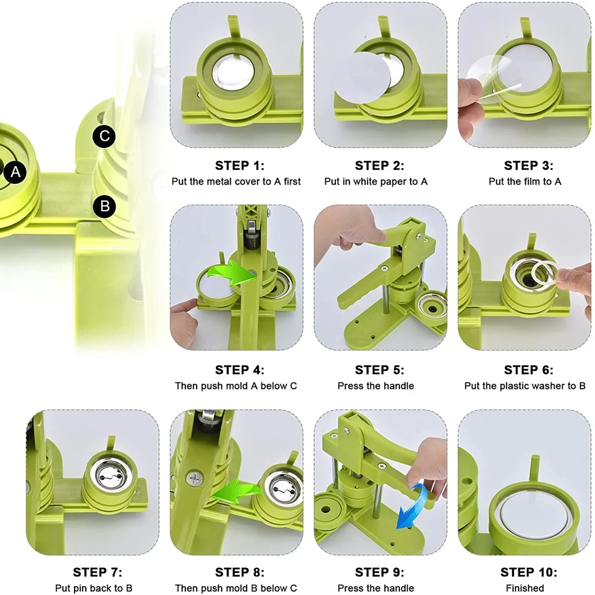 Badge Button Maker Mold 25-58MM Interchangeable Die Mold Badge Punching Die Round Button Mold Making Press Machine Mould