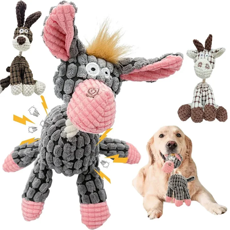 Stuffed Animal Plush Dog Toy with Squeakers Aggressive Chew Toys for Small Medium Large Dogs Pet Products 1