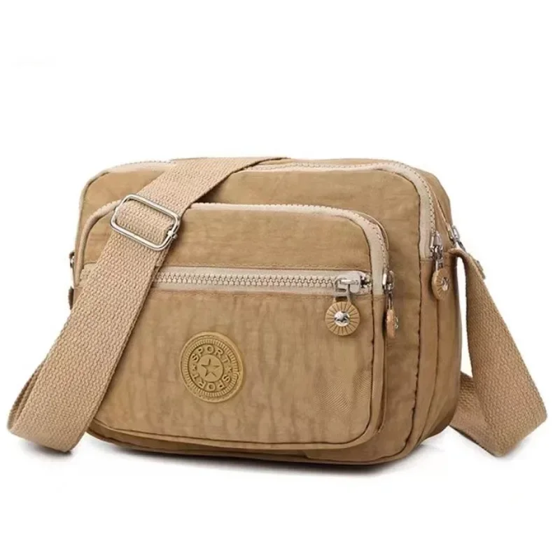 NewSolidColorNylonWaterproofCrossbodyShoulderBagLargeCapacity