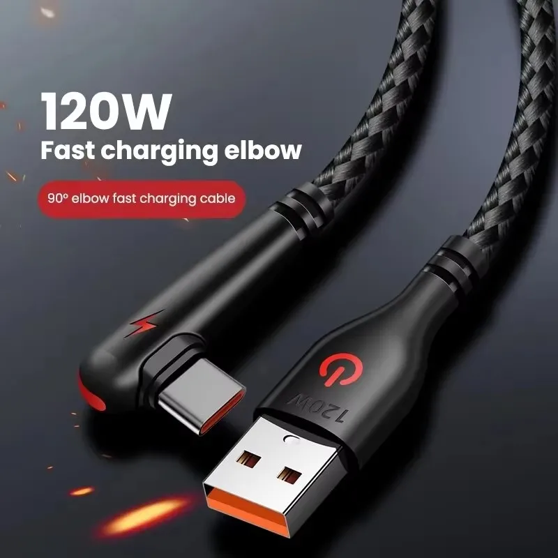 รูปสินค้า สายชาร์จ USB-C 90 องศา ชาร์จเร็ว ใช้ได้กับมือถือหลายรุ่น