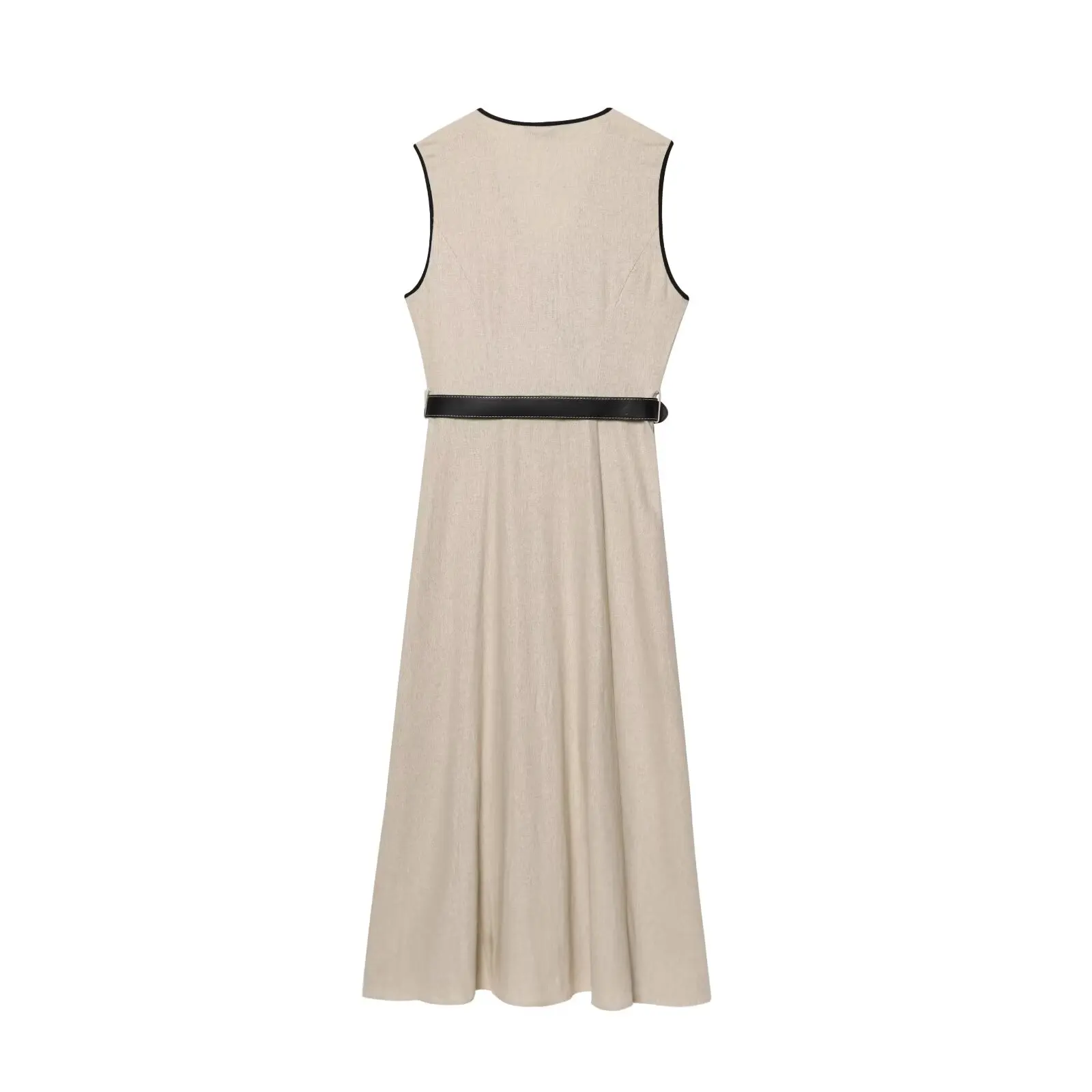 European and American style 2025 summer new style linen blended sleeveless dress with belt picture