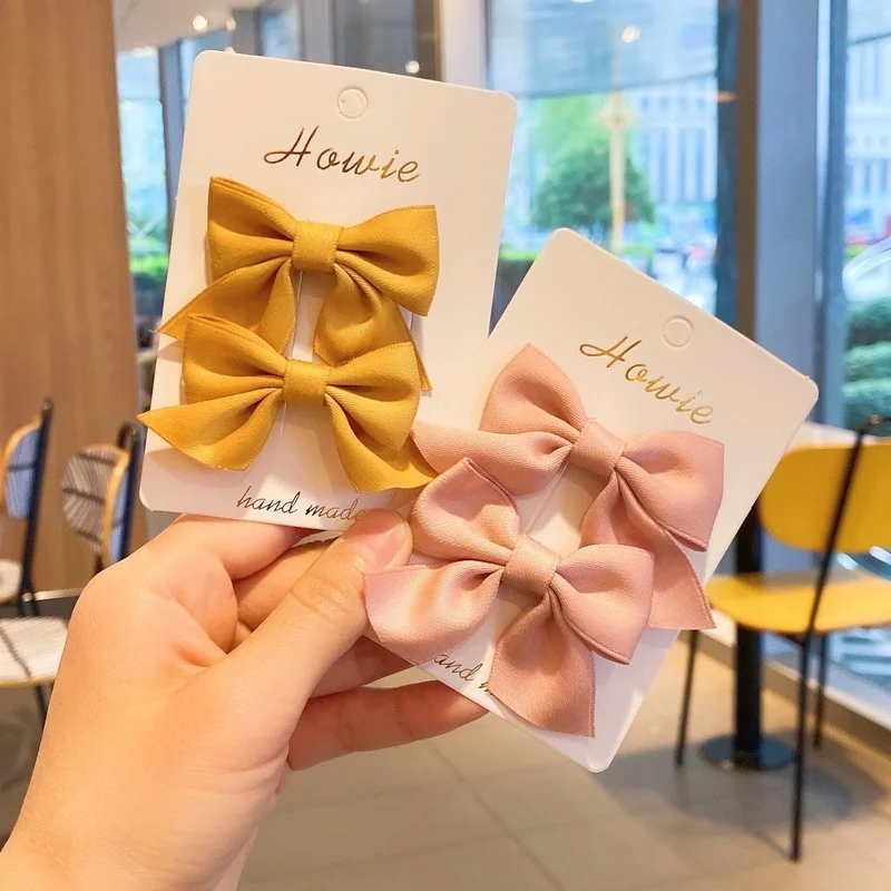 

2Pcs/Set Cute Bow Hair Clips for Children Girls Cartoon Sweet Solid Color Barrettes Baby Hairpins Headgear Kids Hair Accessories
